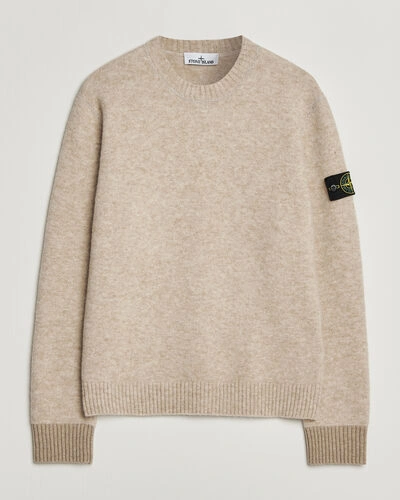 Stone Island Baby Alpaca Blend Contrast Crew Beige Melange