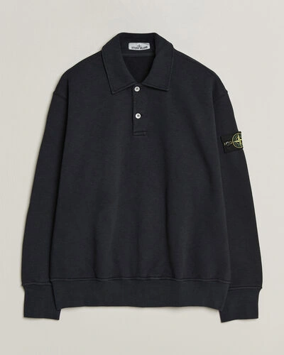 Stone Island Tubular Cotton Fleece Polo Navy Blue