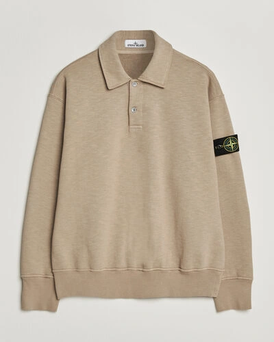 Stone Island Tubular Cotton Fleece Polo Biscuit