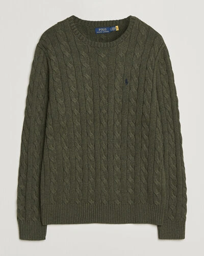 Polo Ralph Lauren Cotton Cable Pullover Olive Shrub Heather