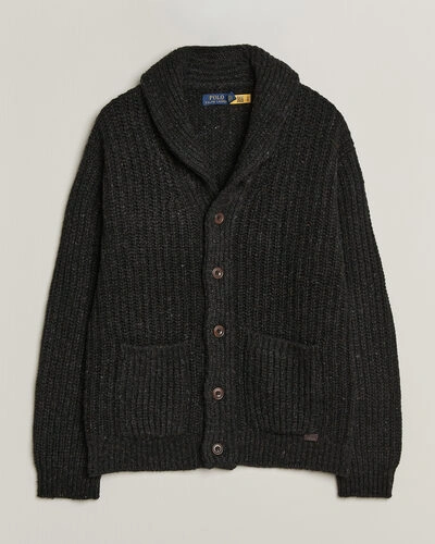 Polo Ralph Lauren Wool Blend Shawl Collar Cardigan Black Marl