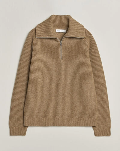 Samsøe Samsøe Rick Wool Heavy Knitted Half Zip Lead Gray