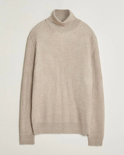 Zanone Fishermans Rib Rollneck Beige