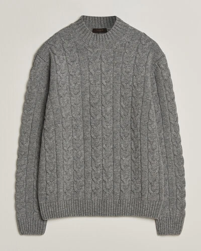 Zanone Double Cable Crew Neck Grey Melange
