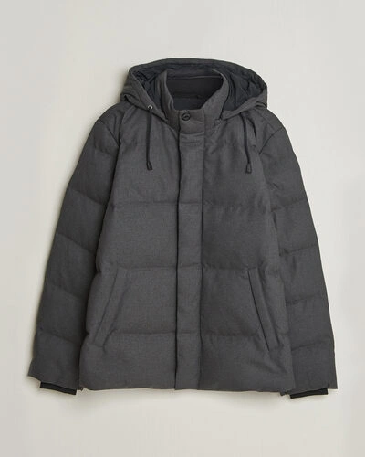 Gant Flannel Down Hooded Jacket Black Grey