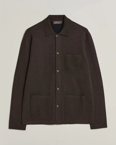 Morris Dudley Knitted Overshirt Brown