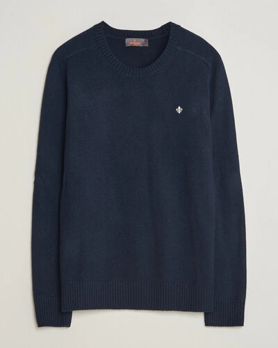 Morris Hertford Lambswool Crew Neck Navy