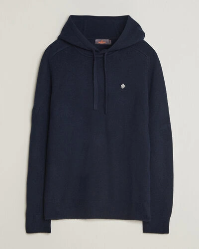 Morris Hertford Lambswool Hoodie Navy