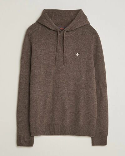 Morris Hertford Lambswool Hoodie Brown