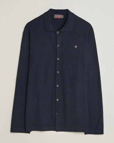 Morris Merino Shirt Cardigan Navy
