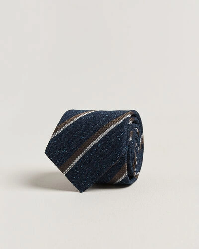 Amanda Christensen Silk Bourette Striped 8cm Tie Navy