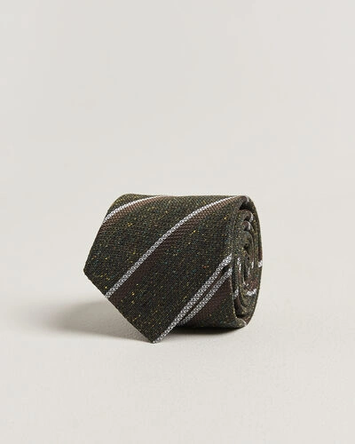 Amanda Christensen Silk Bourette Striped 8cm Tie Green