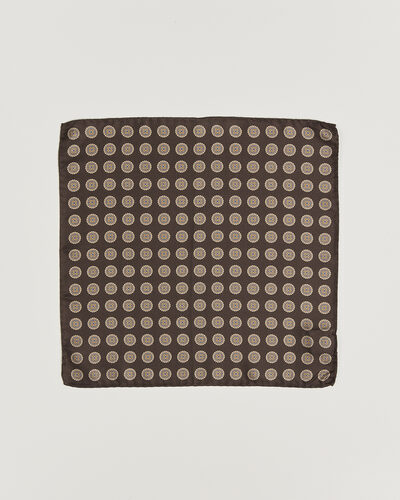 Amanda Christensen Silk Twill Medallion Pocket Square Brown