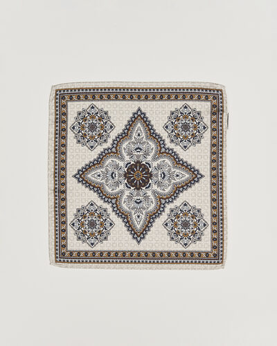 Amanda Christensen Silk Schappe Doublefaced Pocket Square Beige