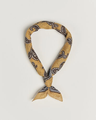 Amanda Christensen Cotton Voile Printed Paisley Bandana Yellow