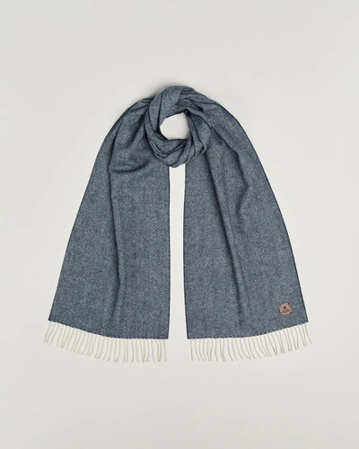 Amanda Christensen Wool Herringbone Scarf Navy