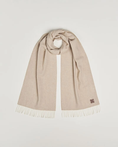 Amanda Christensen Wool Herringbone Scarf Beige