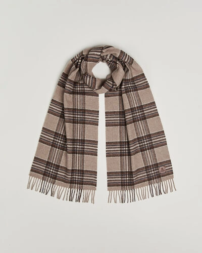 Amanda Christensen Wool Check Scarf Beige