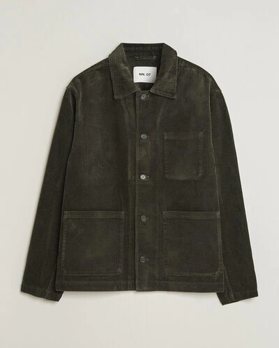 NN07 Morgan Corduroy Overshirt Dark Army