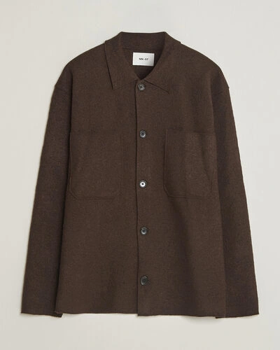 NN07 Jonas Boiled Wool Cardigan Deep Truffle