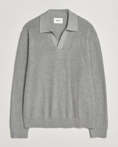 NN07 Hope Cotton/Cashmere Rib Knitted Polo Grey