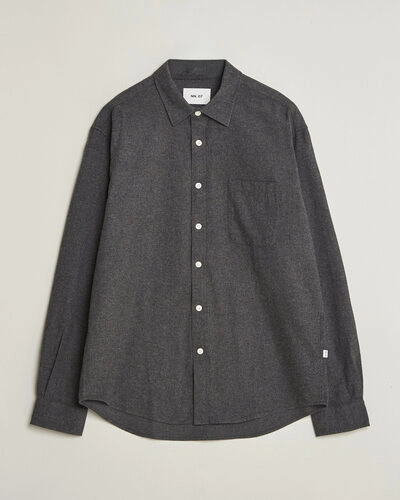 NN07 Dino Brushed Flannel Shirt Dark Grey