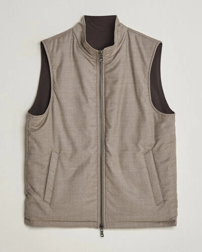Oscar Jacobson Nylon/Wool Reversible Vest Taupe