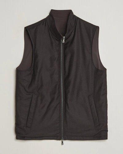 Oscar Jacobson Nylon/Wool Reversible Vest Brown