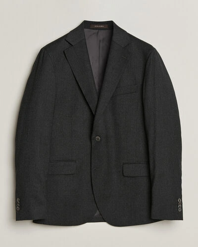Oscar Jacobson Fogerty Wool Flannel Blazer Charcoal