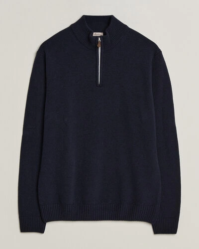 Stenströms Brushed Merino Half-Zip Navy