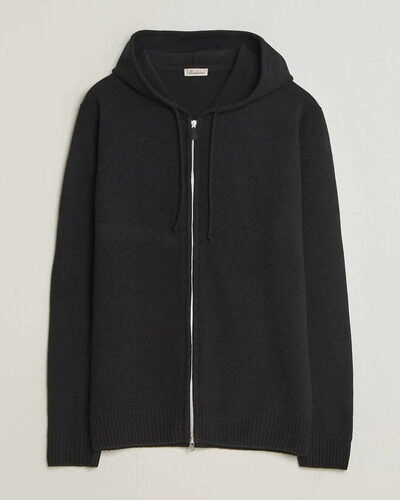 Stenströms Brushed Merino Full-Zip Hood Black