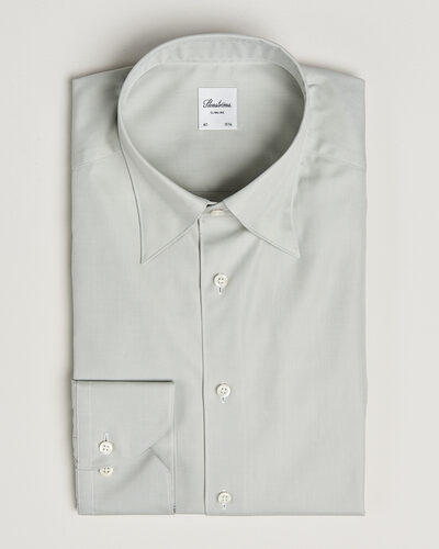 Stenströms Slimline Twofold Cotton Button Under Shirt Green