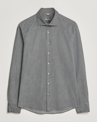 Stenströms Slimline Garment Washed Shirt Grey Denim