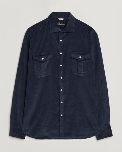 Stenströms Regular Fit Cord Pocket Shirt Navy