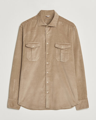 Stenströms Regular Fit Cord Pocket Shirt Light Brown