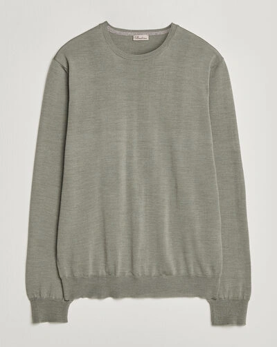 Stenströms Merino Patch Crew Neck Green/Grey