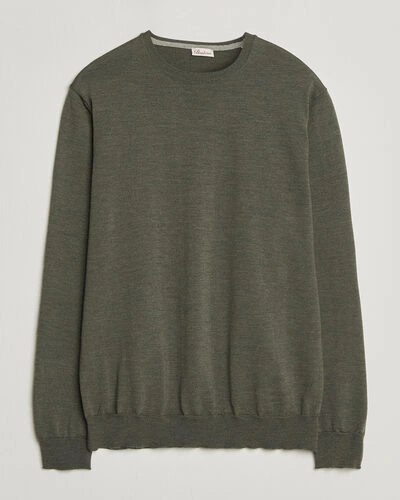 Stenströms Merino Patch Crew Neck Dark Green