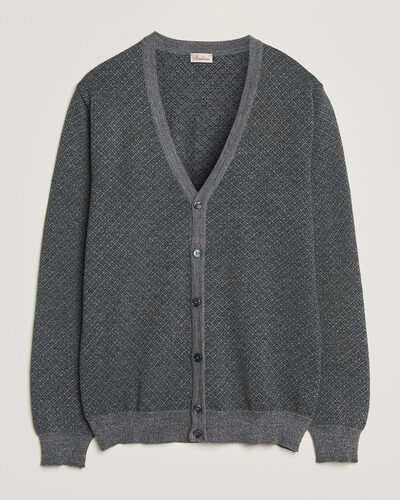 Stenströms Merino Jaquard Cardigan Dark Grey
