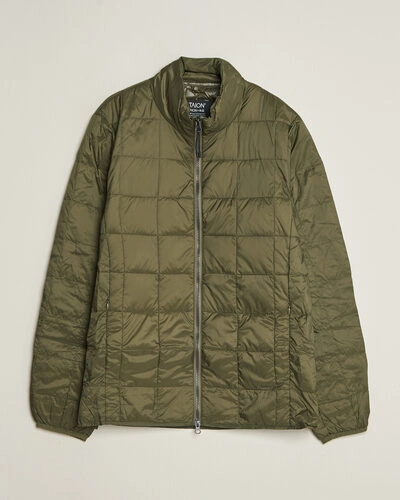 TAION High Neck Full Zip Lightweight Down Jacket Dark Olive