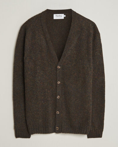 Harley Of Scotland Brushed Supersoft Lambswool Cardigan Carob