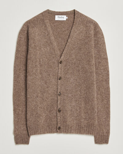 Harley Of Scotland Brushed Supersoft Lambswool Cardigan Tundra