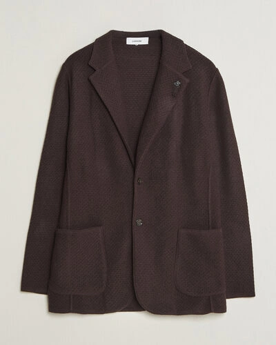 Lardini Knitted Structure Wool/Cashmere Blazer Brown