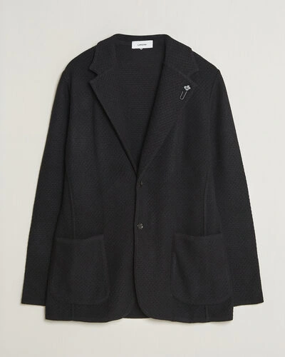 Lardini Knitted Structure Wool/Cashmere Blazer Black