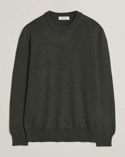 Gran Sasso Merino Knitted Crew Neck Olive Melange