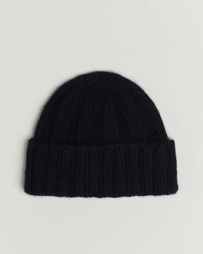 BEAMS PLUS Cashmere Rib Beanie Navy