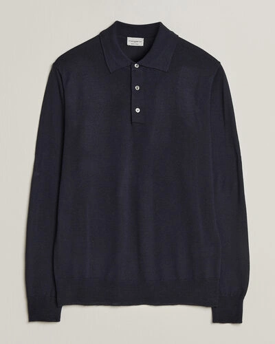 Morgano Extra Fine Merino Wool Polo Navy