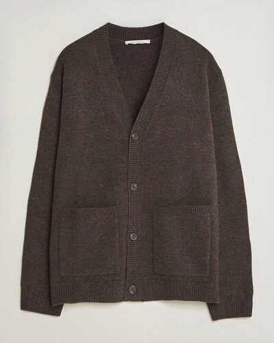 A Day's March Jarrow Lambswool Cardigan Dark Brown