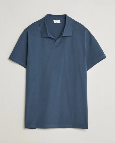 Filippa K Soft Lycra Polo T-Shirt Stone Blue