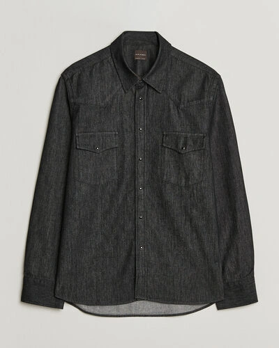 Oscar Jacobson Straight Fit Western Shirt Dark Grey