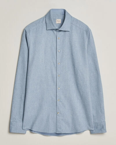 Stenströms Slimline Flannel Shirt Blue